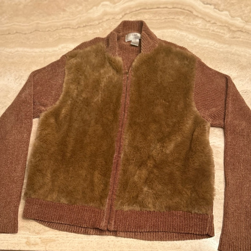 Brown zip up vintage sweater